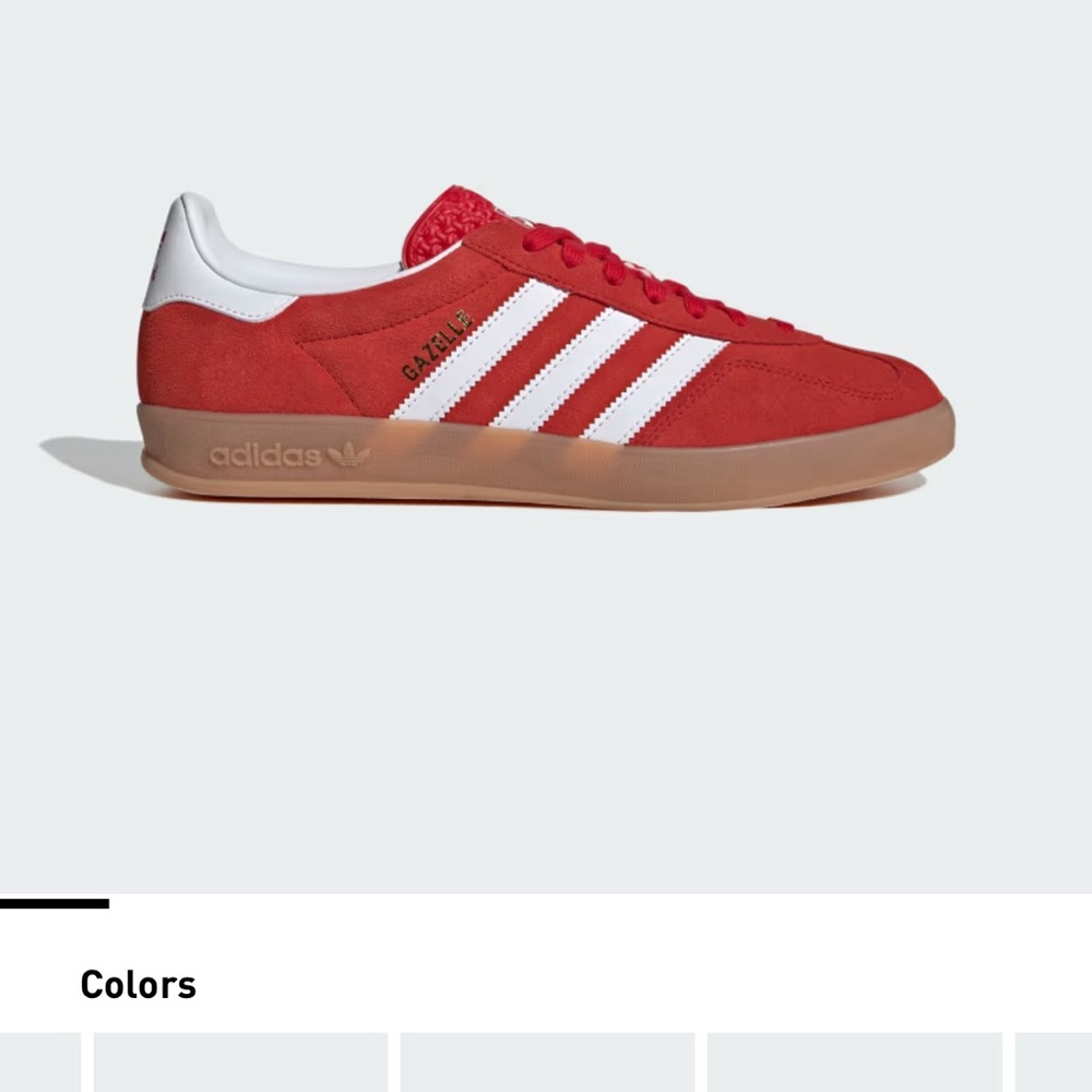 adidas Red Retro Suede & Mesh Sneakers with White Stripes - Picture 8 of 8
